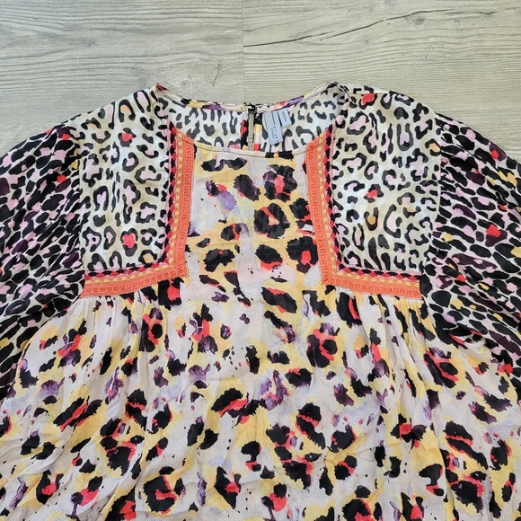 Anthropologie Joelle Leopard Peasant Blouse Size Medium - Picture 9 of 14